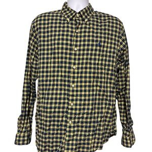 Men’s Ralph Lauren Yellow and Blue Plaid Casual Button Down Long Sleeve Shirt XL